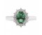 Crystal oval emerald and diamond halo cluster ring top view