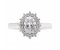 Crystal oval cut diamond and round diamond halo cluster ring top view