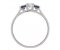 Vienna round brilliant cut diamond and blue sapphire trilogy ring side view