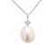 Oval freshwater cultured pearl and round brilliant cut diamond pendant