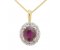 Vintage style oval ruby and round diamond pendant