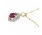 Vintage style oval ruby and round diamond pendant side