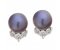 Round black pearl and diamond drop cluster earrings