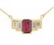 Art deco wing emerald cut ruby and baguette diamond pendant main image