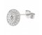 Classic round brilliant cut diamond halo earrings angle view