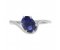 Modern oval blue sapphire crossover solitaire ring top view