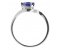 Modern oval blue sapphire crossover solitaire ring side view