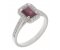 Classic claw set emerald cut ruby and diamond halo cluster ring main image
