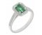 Classic claw set emerald cut emerald and diamond halo cluster ring main image