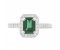 Classic claw set emerald cut emerald and diamond halo cluster ring top view