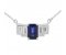 Art deco wing emerald cut blue sapphire and baguette diamond pendant main image