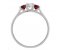 Vienna round brilliant cut diamond and ruby trilogy ring side view
