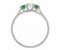 Vienna round brilliant cut diamond and emerald trilogy ring side view
