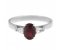 Olivia oval shape ruby and pear cut diamond trilogy ring top view