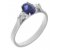 Olivia oval shape blue sapphire and pear cut diamond trilogy ring main image