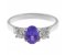 Rosaline oval shape tanzanite and round brilliant cut diamond trilogy ring top view