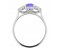 Rosaline oval shape tanzanite and round brilliant cut diamond trilogy ring side view