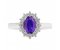 Crystal oval tanzanite and diamond halo cluster ring top view