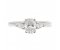 Classic oval cut diamond engagement ring with pear shape side stones top view