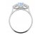 Rosaline oval shape aquamarine and round brilliant cut diamond trilogy ring side view