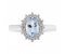 Crystal oval aquamarine and diamond halo cluster ring top view