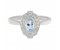 Art deco fan style oval shape aquamarine and diamond halo cluster ring top view