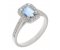 Classic claw set emerald cut aqua and diamond halo cluster ring main image