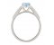 Bella classic oval aquamarine ring with round diamond set shoulders side view