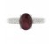 Bella classic oval ruby ring with round diamond set shoulders top view