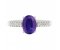 Bella classic oval tanzanite ring with round diamond set shoulders top view
