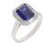 Law art deco claw set emerald cut blue sapphire and diamond halo cluster ring main image