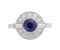 Clarice Art deco round blue sapphire and diamond halo cluster ring top view