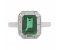 Law art deco claw set emerald cut emerald and diamond halo cluster ring top view