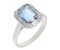 Law art deco claw set emerald cut aquamarine and diamond halo cluster ring main image