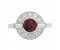 Clarice Art deco round ruby and diamond halo cluster ring top view