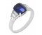 Art deco emerald cut blue sapphire and baguette diamond ring large main image