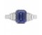 Art deco emerald cut blue sapphire and baguette diamond ring large top view