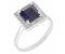 Leo Art deco style square octagon blue sapphire and diamond halo cluster ring main image