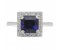 Leo Art deco style square octagon blue sapphire and diamond halo cluster ring top view