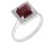 Leo Art deco style square octagon ruby and diamond halo cluster ring main image