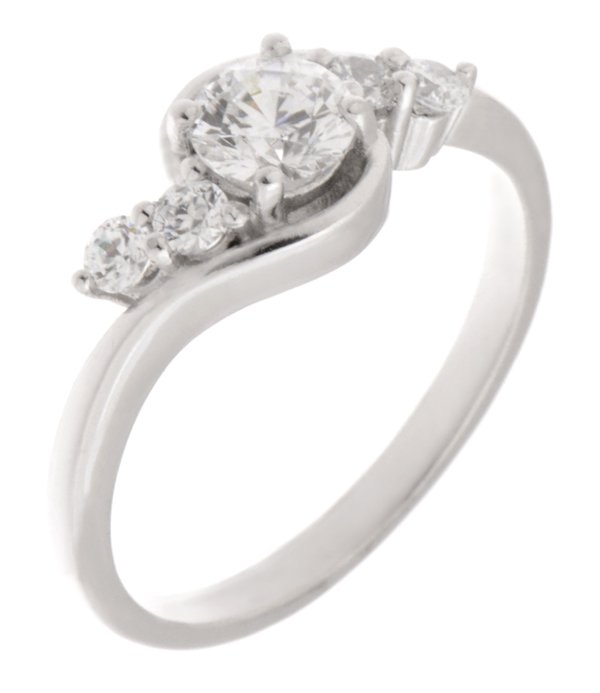 Classic five stone round brilliant cut diamond crossover ring main image