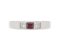 Channel set square ruby centre and princess cut diamond trilogy ring top view