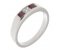 Channel set princess cut diamond and square ruby trilogy ring main image