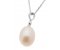Oval white cultured river pearl and diamond pendant side view
