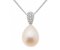 Tear drop white cultured river pearl and diamond cluster pendant main image