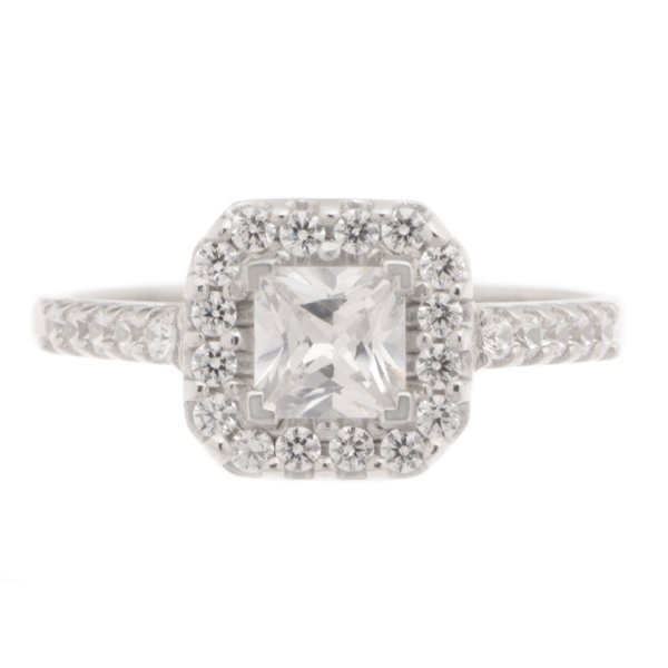 Prudence classic Princess cut | Round Diamond halo cluster ring