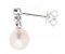 Tear drop cultured river pearl and diamond trilogy drop earrings side view