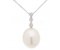 Oval white cultured river pearl and diamond trilogy pendant main image