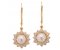 Classic round white pearl and diamond drop style cluster earrings main image