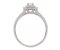 Double halo Emerald cut diamond cluster ring with round diamond set split shoulders side view
